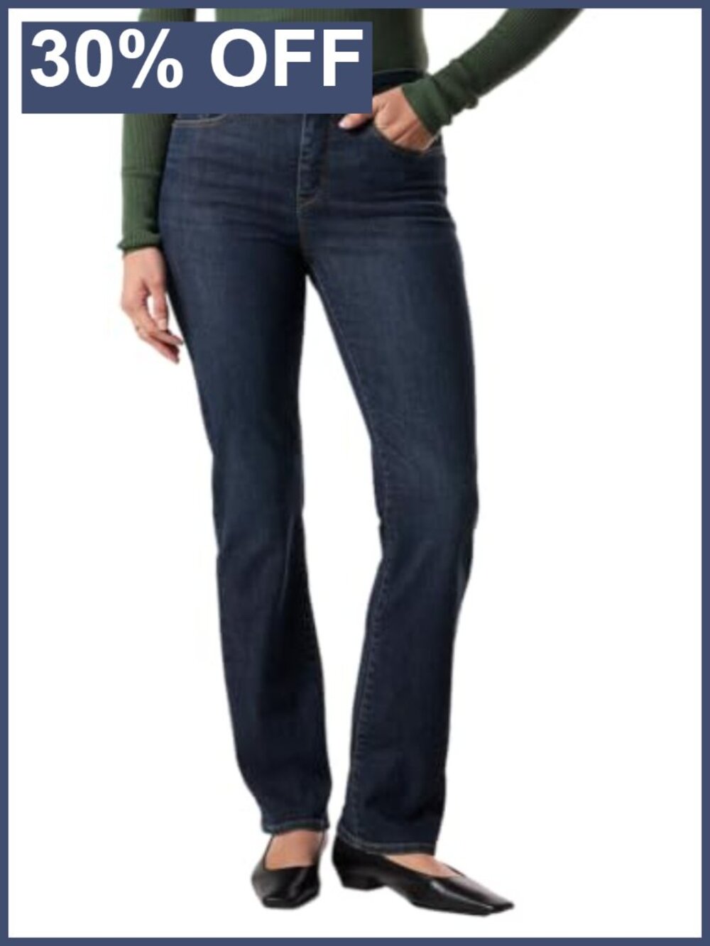 Women's Totally Shaping Straight Jeans Mid Rise Super Stretch Tummy Control